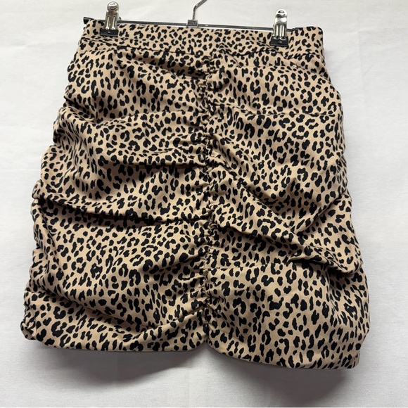 Zara Tan and Black Leopard ruched bodycon Mini Skirt XS - Picture 2 of 11